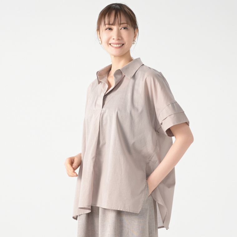 Provador コットン100% シアーボイルスキッパーシャツ