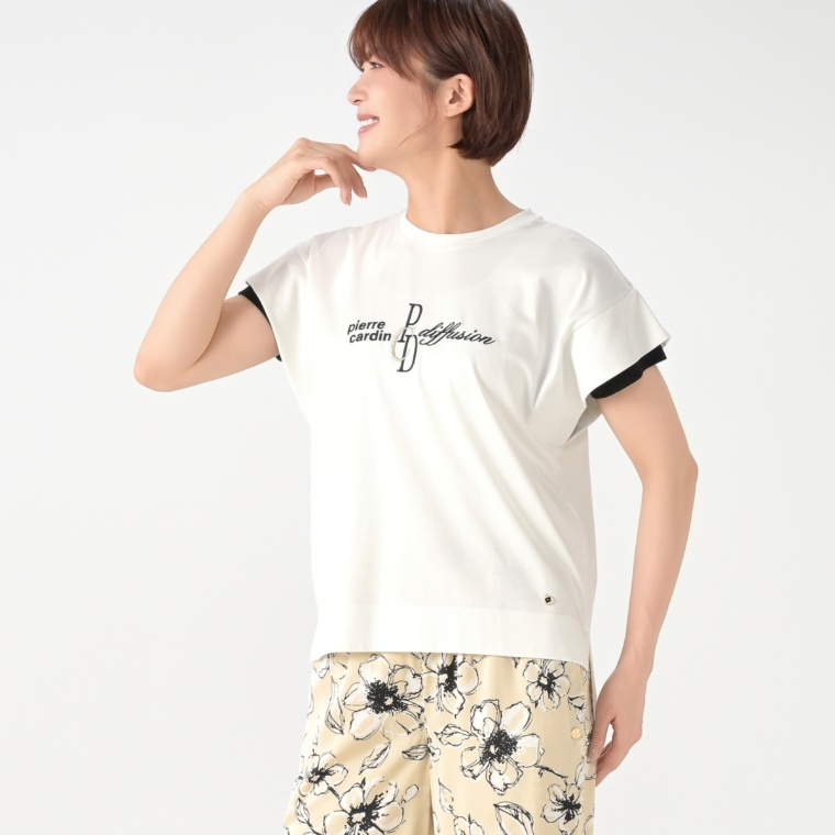 PCD ロゴ刺繍のデザインスリーブプルオーバー