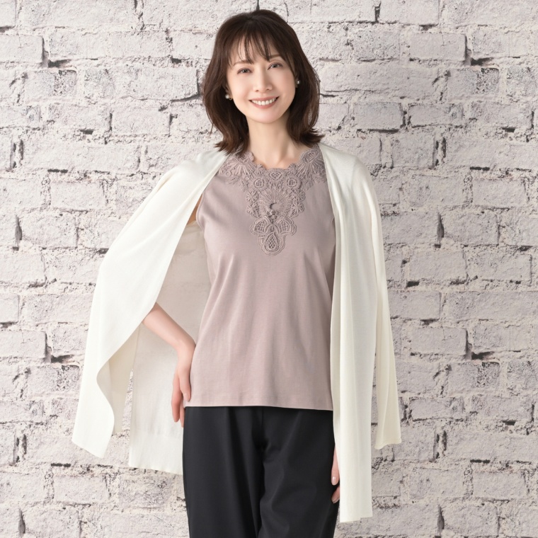 Provadorクリスタルクール スーピマ綿100%レース付タンクトップ