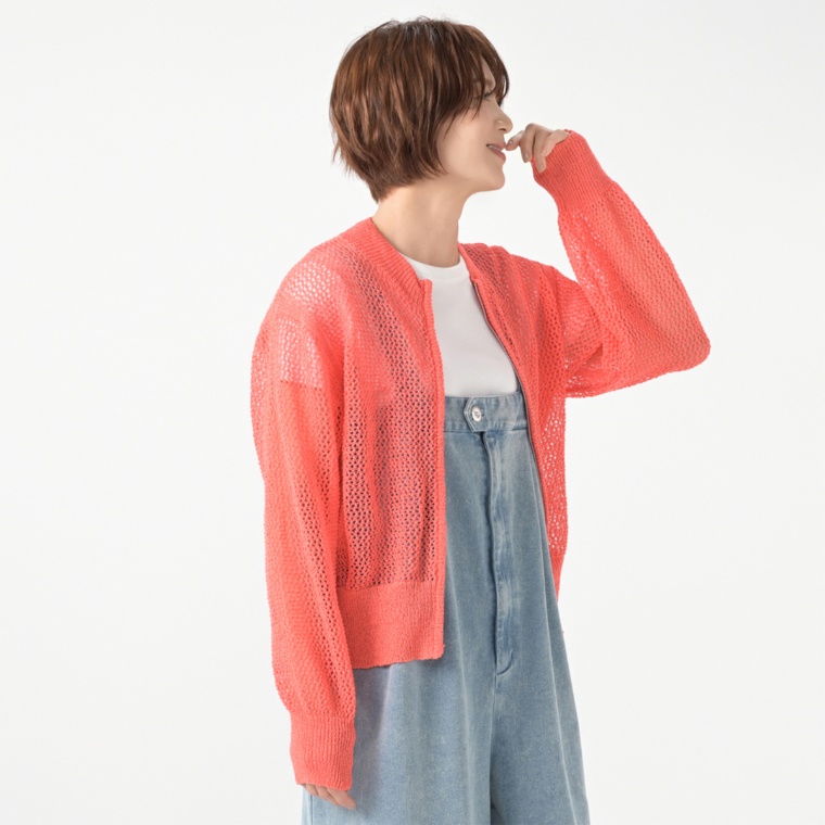 Carney 麻調メッシュ ニットブルゾン