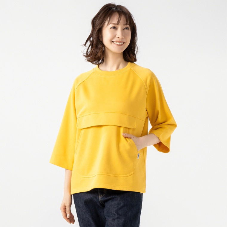 Carney ビックポケット 七分袖トレーナー