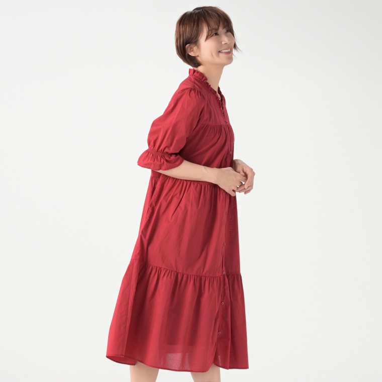 &LOVE ふんわりエアリーなティアードガウンワンピース