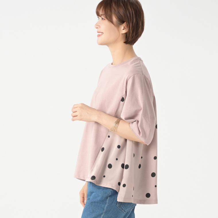 &LOVE 異素材MIXのランダムドットプルオーバー