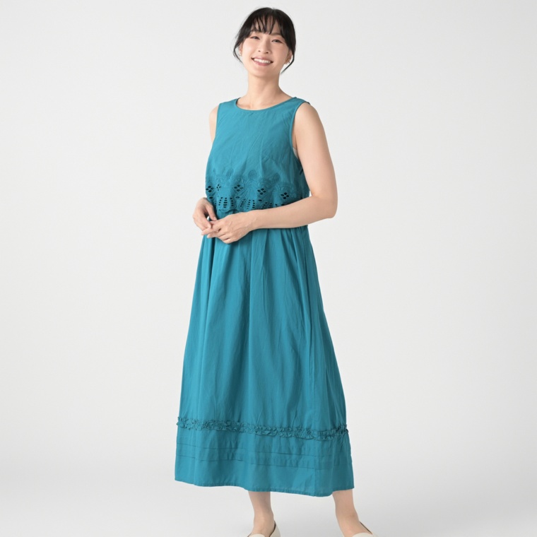 myM インド綿カットワーク刺繍ワンピース