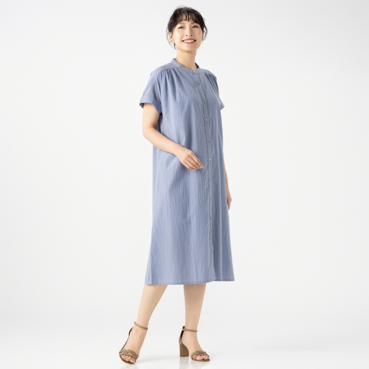 Provador コットン100% ストーンウォッシュ加工シャツワンピース