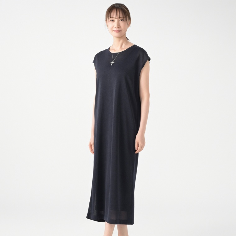 Anne Coquineペーパーヤーンハイゲージニットマキシワンピース