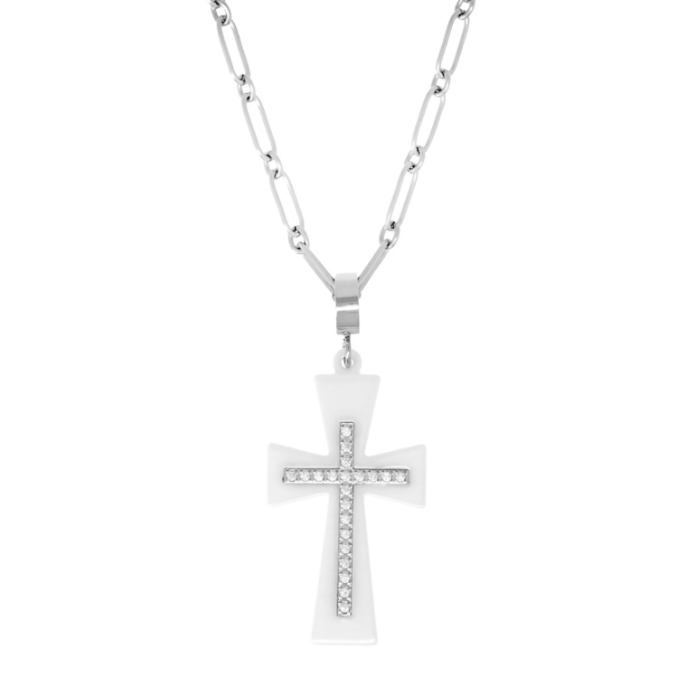 セラミック&キュービックジルコニア クロスモチーフペンダント[フェリス]