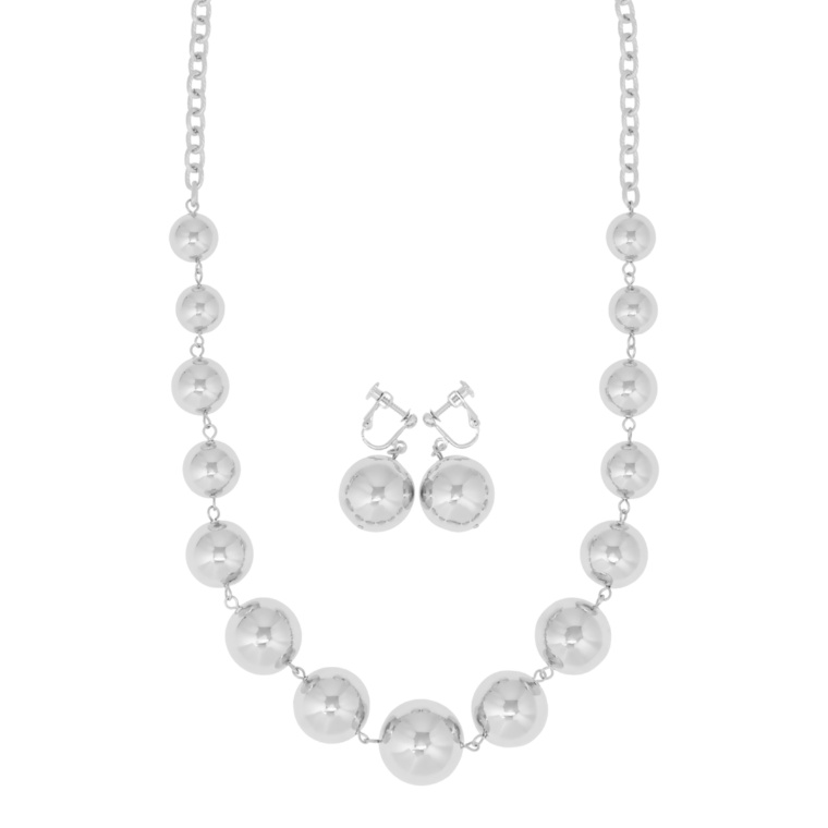 ステンレスグラデーションボールネックレス&イヤリング/ピアス[アルマ]