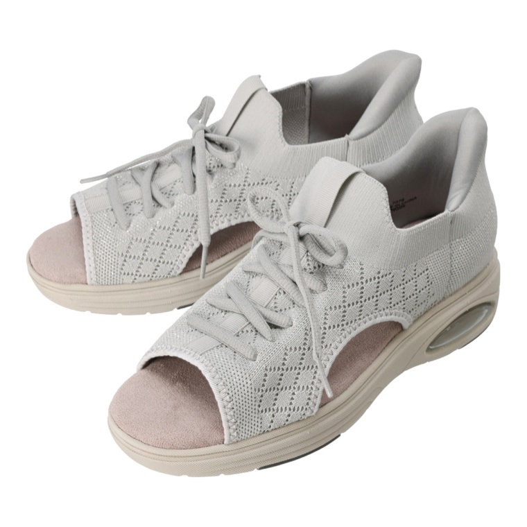 お散歩美人手を使わず履けるエアソールニットサンダル