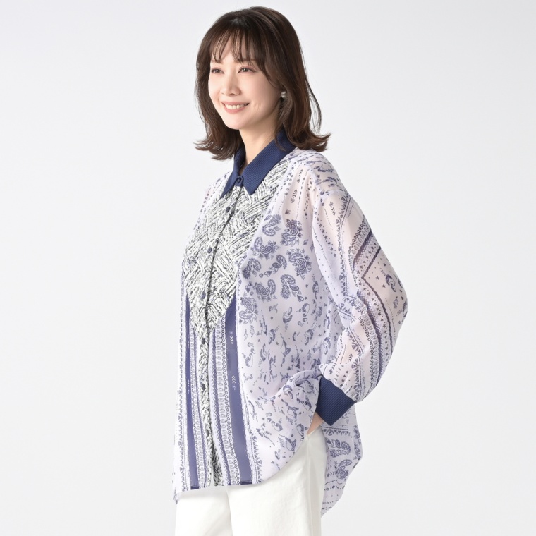 calma マテリアルMIX エアリーブラウス