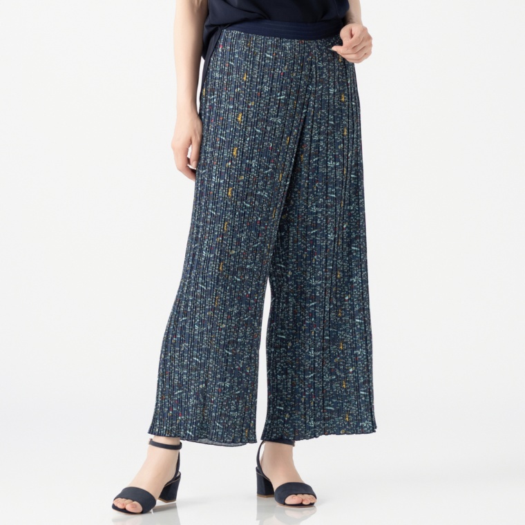 calma シー&フォレストプリント プリーツパンツ