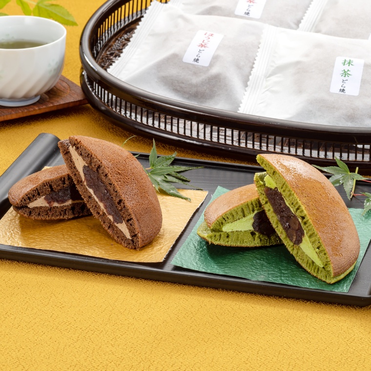 静岡真茶園 茶匠の抹茶・焙じ茶どら焼 12個