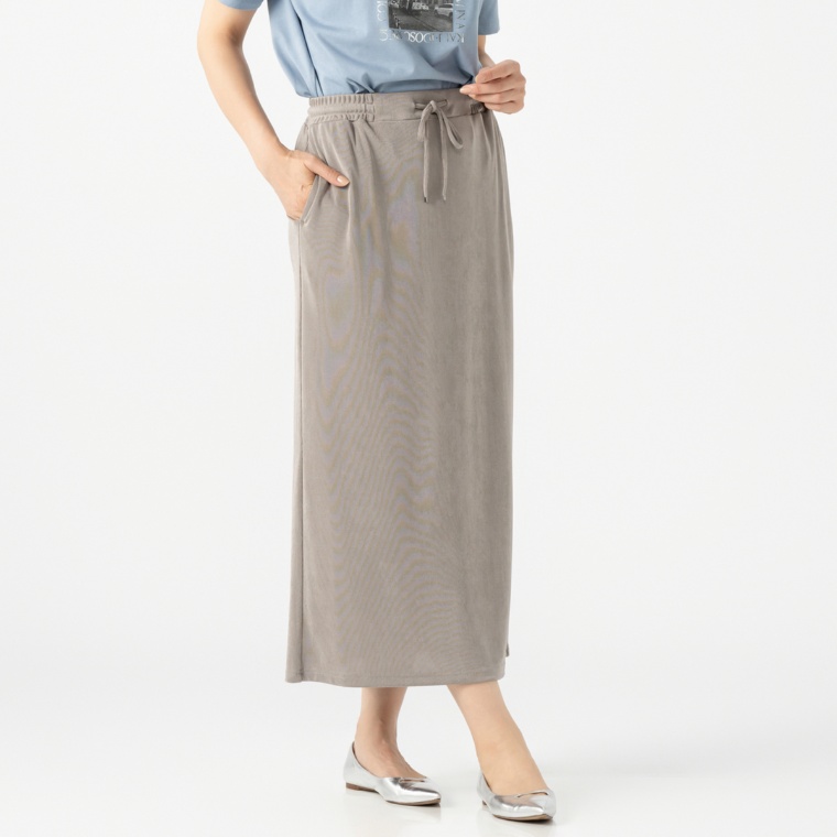 Coeur sucre 上品光沢リブニットナロースカート