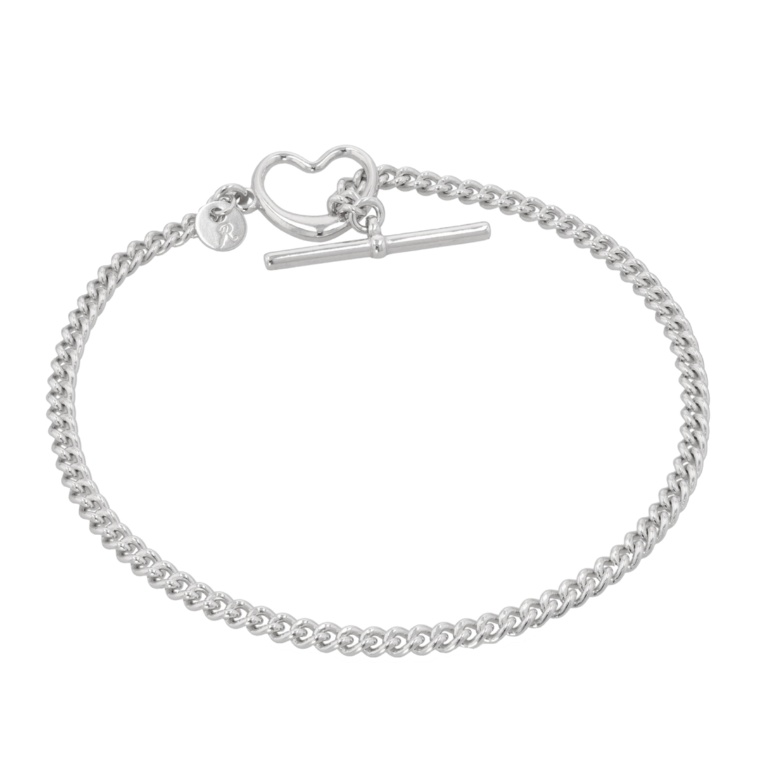 Roma1947 シルバー925 Tバー プチハート ブレスレット
