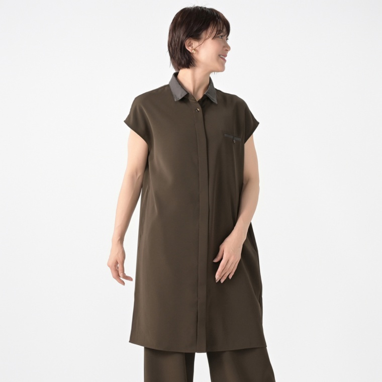 MASAGO 衿付きロングシャツチュニック