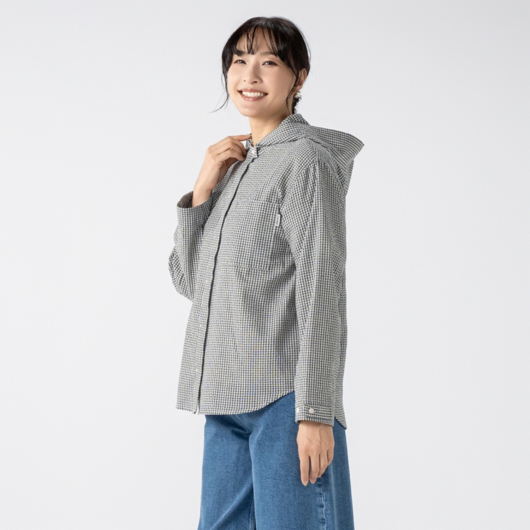 Carney 涼感 サッカーギンガムチェックシャツパーカー