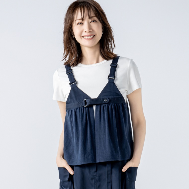 Carney 麻混素材ドッキングビックポケットベスト