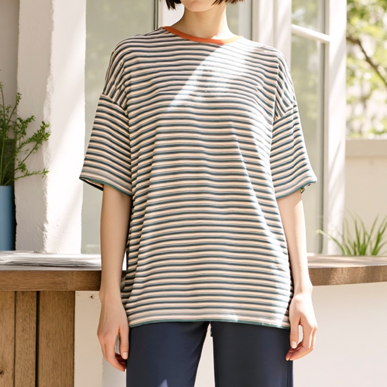 Provador さらさら冷感強撚ボーダープルオーバー