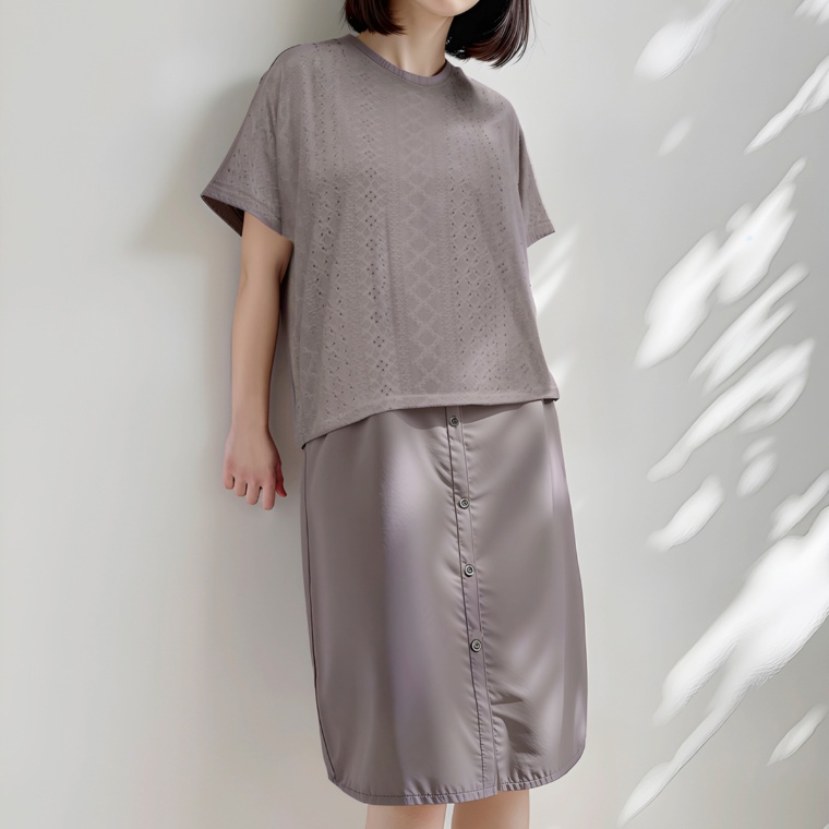 Provador ストレッチレース切替 シャツチュニック