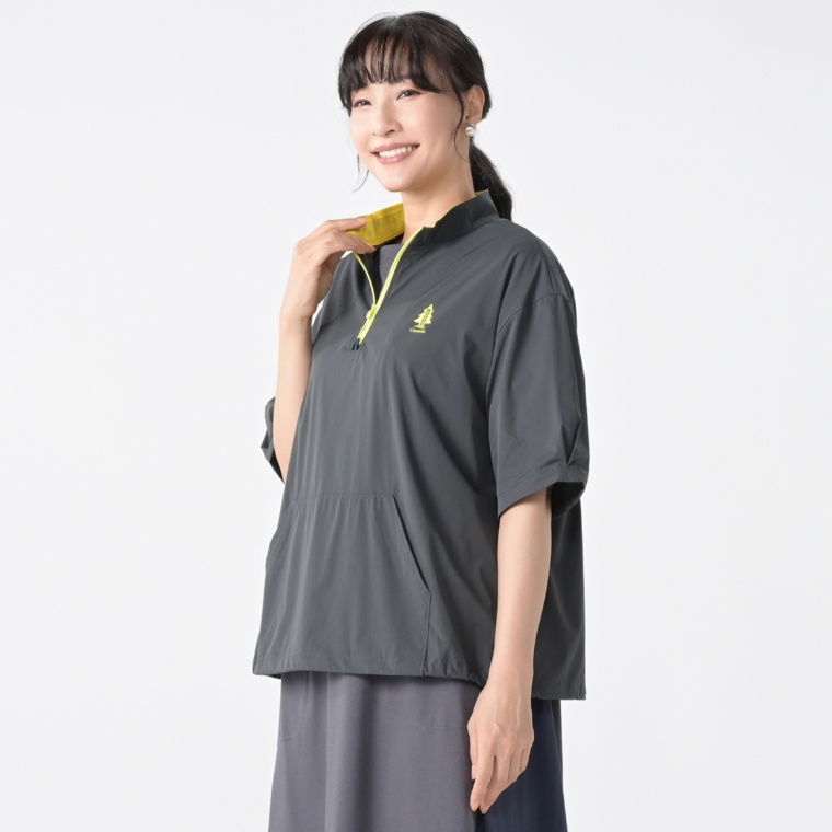 WOODS フロントファスナ-UVカットスタンドカラープルオーバー