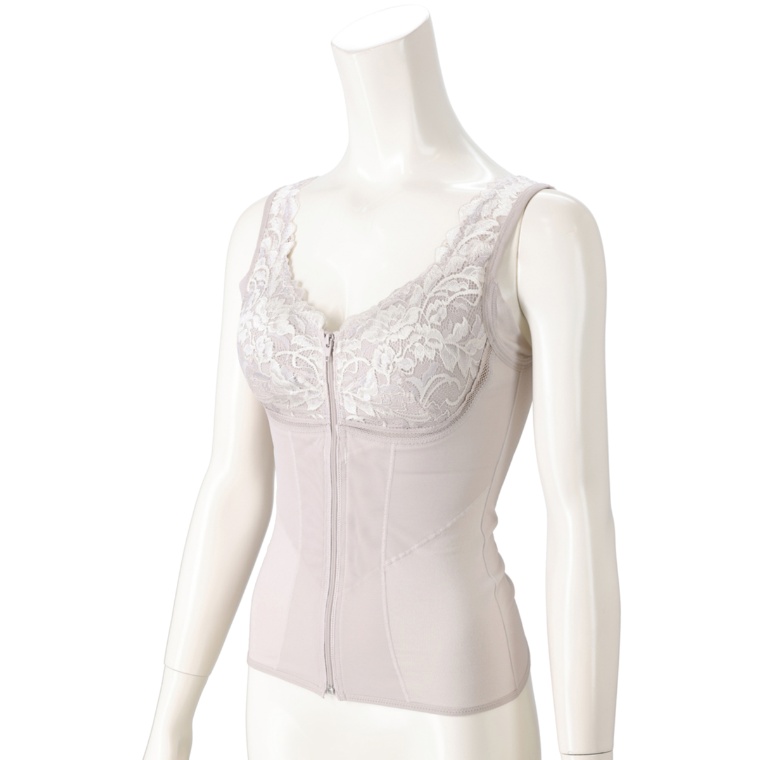 BRNYピース すらっと細く見えるフロントファスナーキャミ