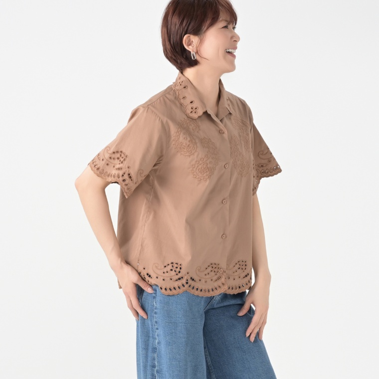 GRC スカラップ刺繍シャツ