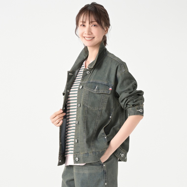 PERSONS ヴィンテージウォッシュ加工サマーデニムジャケット