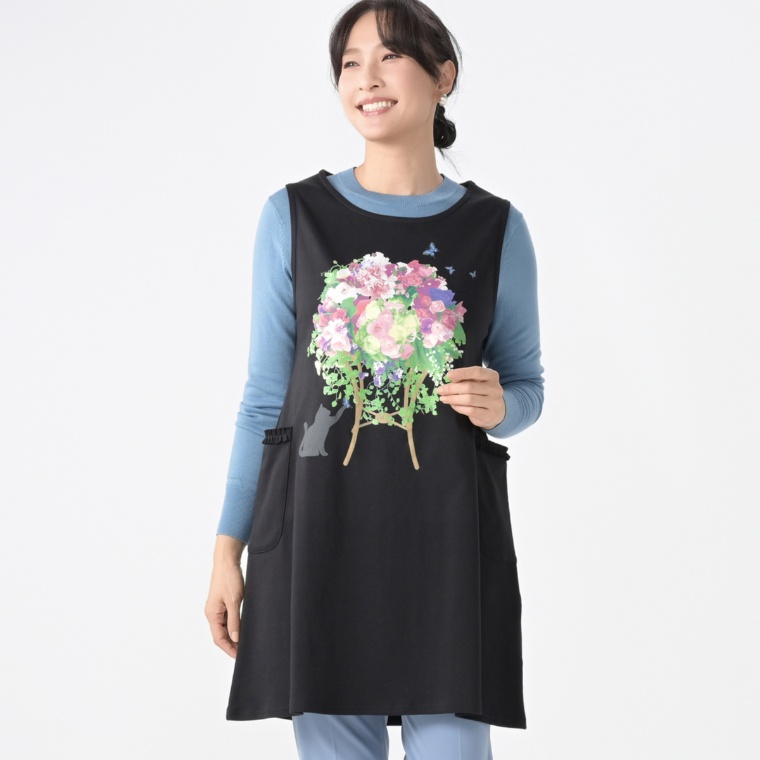 FairyStyle フラワー ラウンドネックフリルベストワンピース