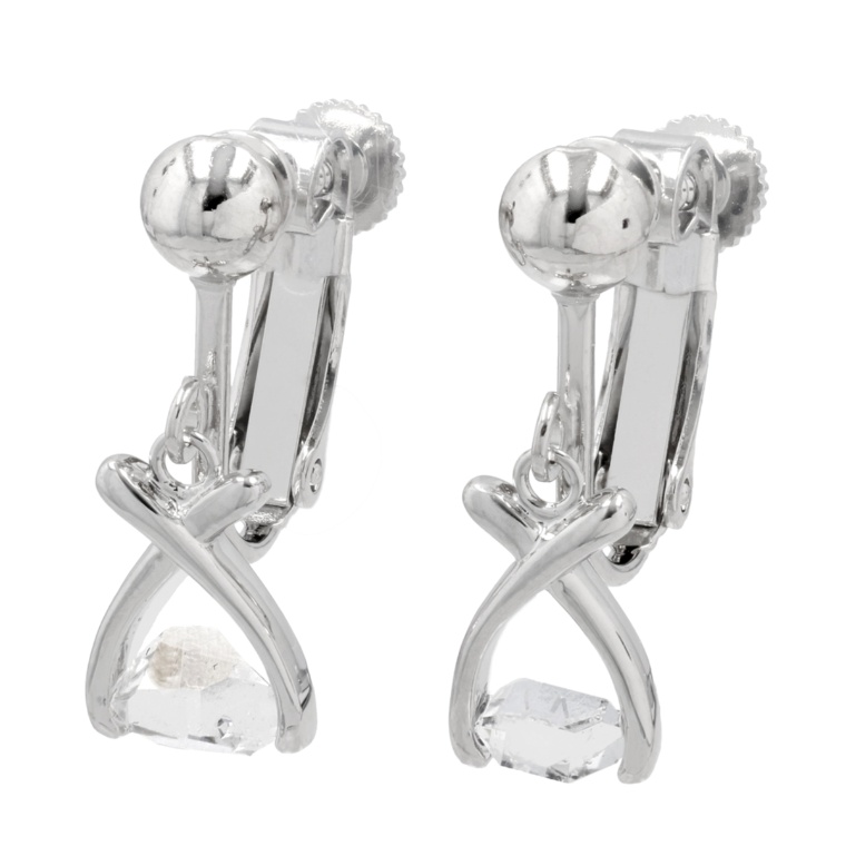 HKMダイヤモンドマインズ社水晶ツーポイントイヤリング/ピアス