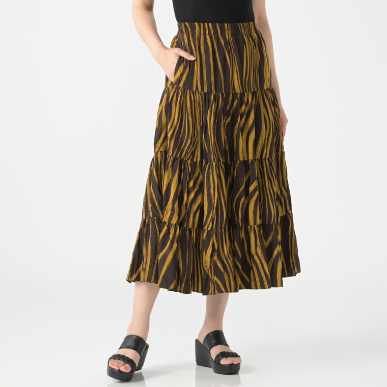 Remite ゼブラワッシャーティアードスカート