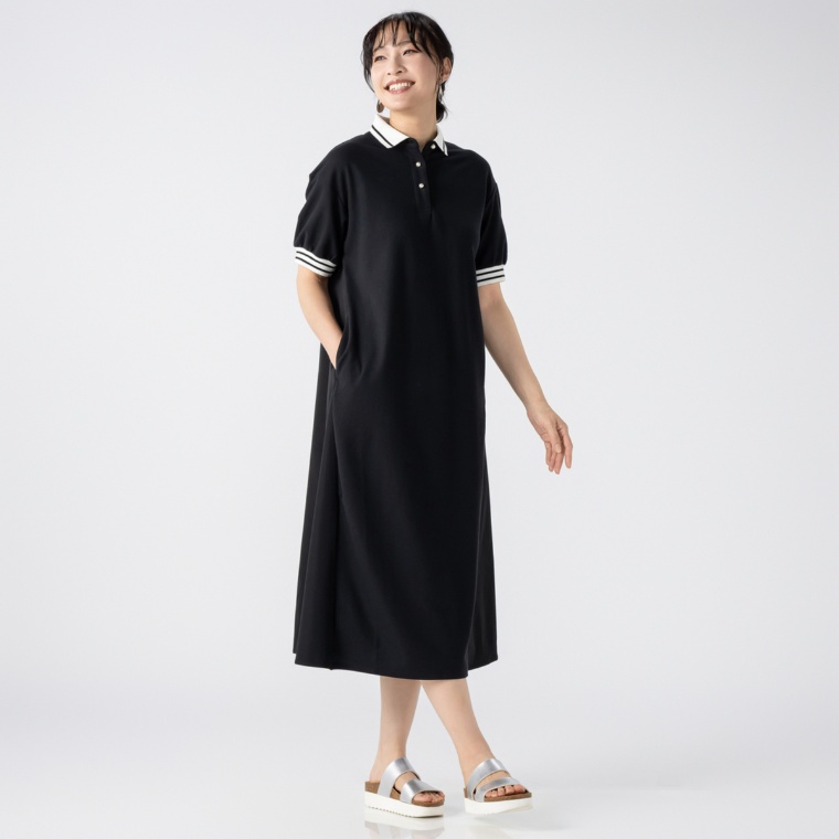 Remite 異素材ポロワンピース