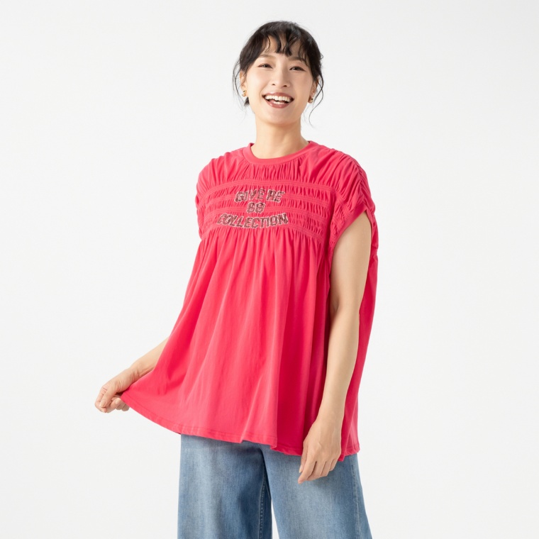 GRC シャーリングアクセントフレンチスリーブプルオーバー