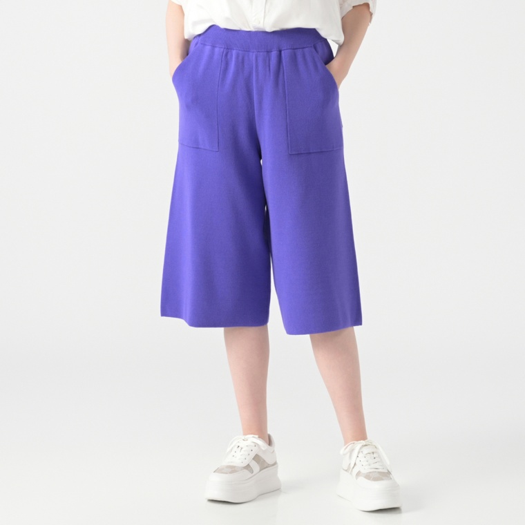 Anne Coquine コアスパンヤーンニットガウチョパンツ