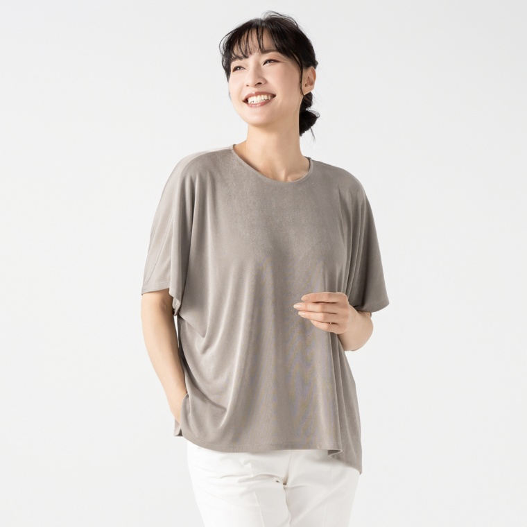 Coeur sucre 上品光沢リブドルマンプルオーバー