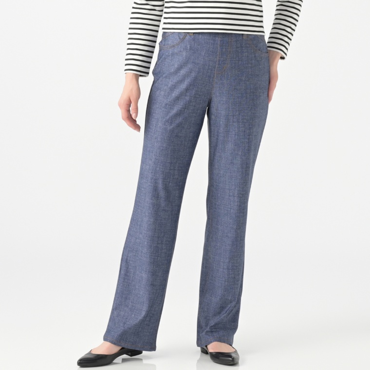 BOBSON SunSister涼ストレッチニットデニム調ソフトストレート