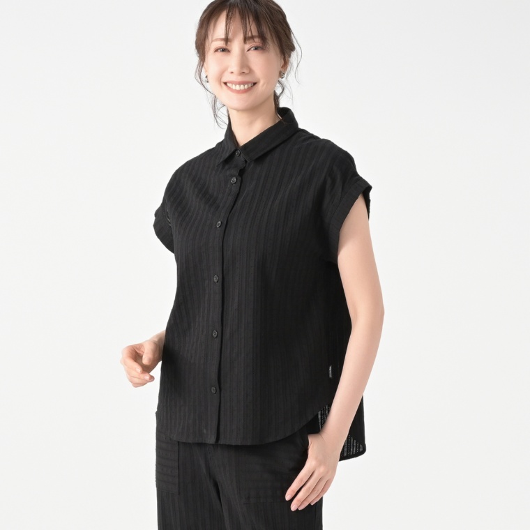 EDDIE BAUER レースフレンチスリーブシャツ