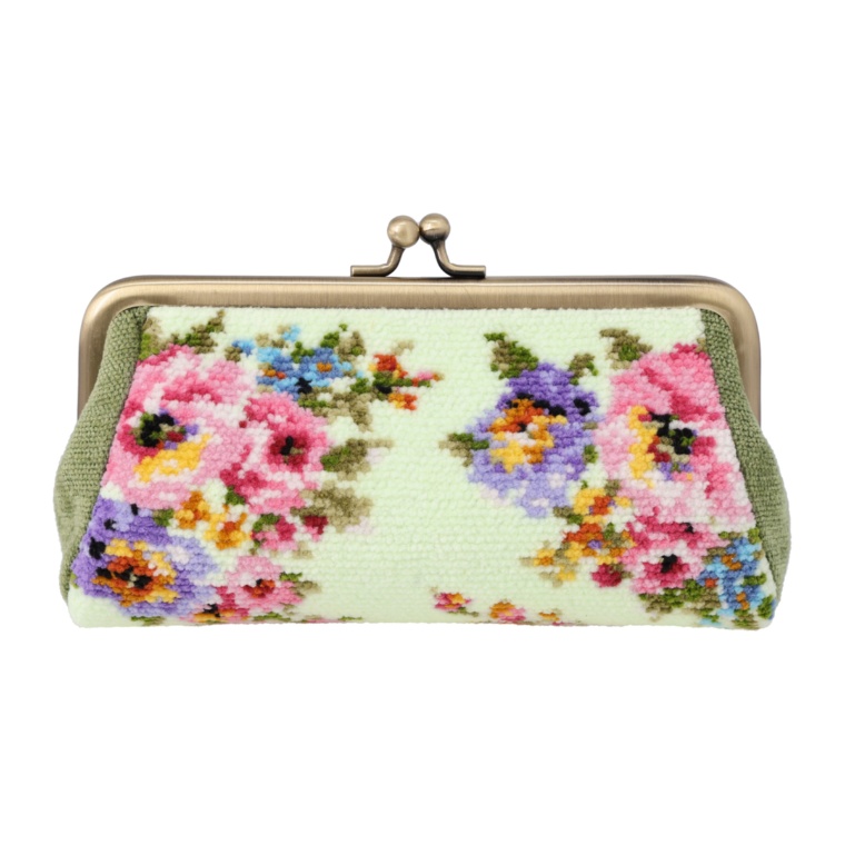 レイクアルスター シェニール織がま口横長ポーチ