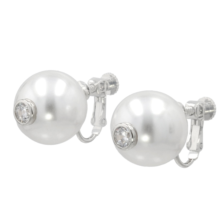 Tar Tar プラスチックパール&CZ イヤリング/ピアス[リリー]