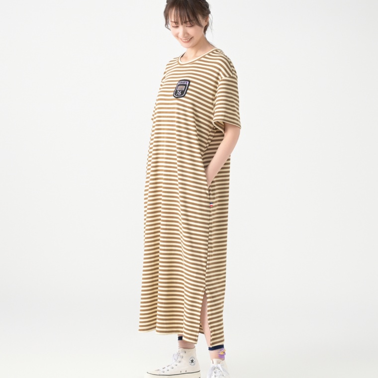 PERSONS ボーダーワンピース