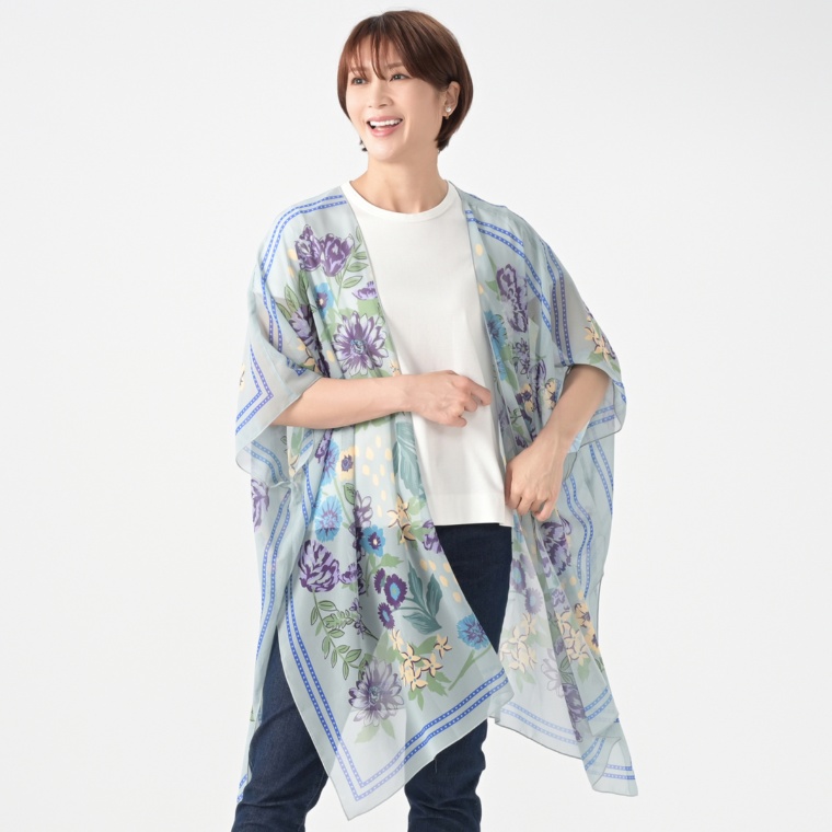 Pixie Heart ボタニカル柄スカーフカーディガン