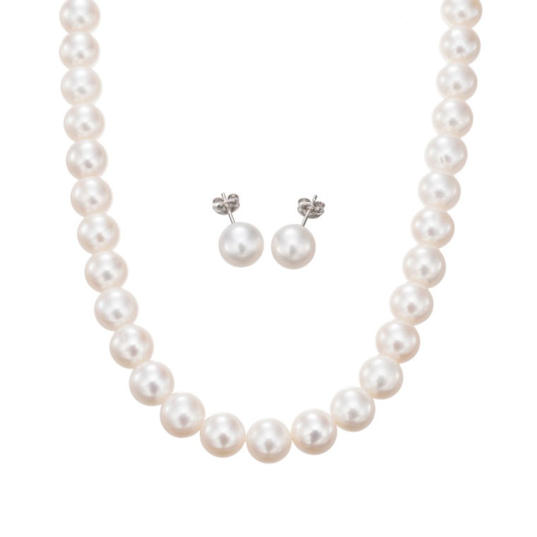 淡水真珠 ネックレス&イヤリング/ピアスセット8.5mm