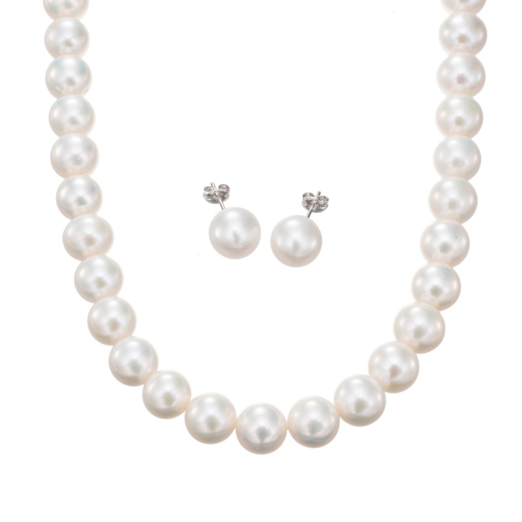 淡水真珠 ネックレス&イヤリング/ピアスセット10mm