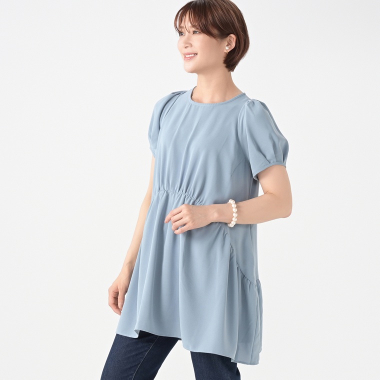 &LOVE 上品甘映えなタックスリーブ美人チュニック