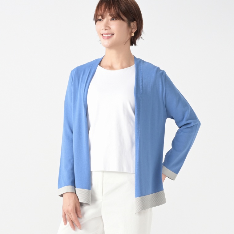 Beauty Fit バイカラーニットカーディガン