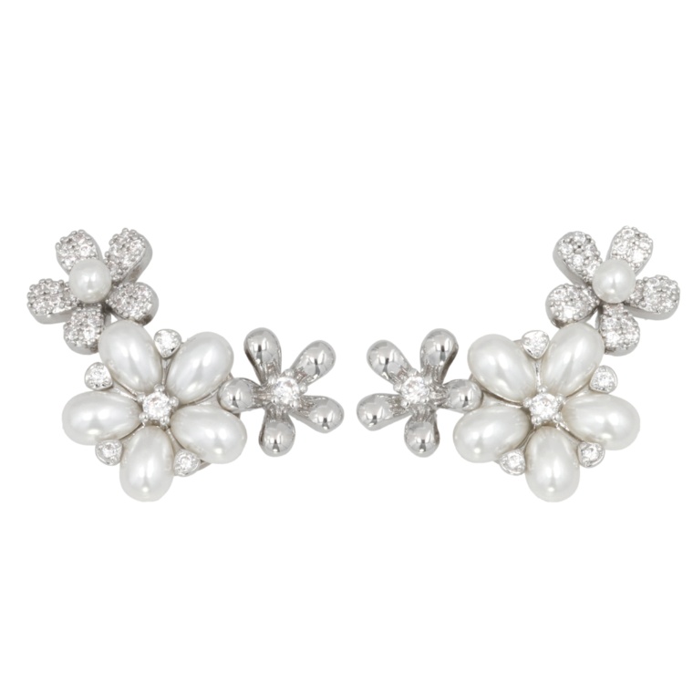 JinkaNezu CZ トリオフラワー マグネットイヤリング