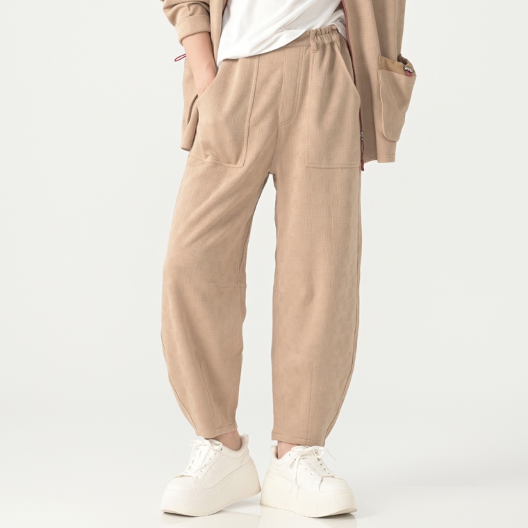 UNILOA3C 変わりジャガードのバレルレッグパンツ