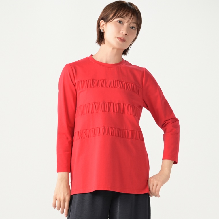 day to day シルケット素材ギャザーボーダープルオーバー