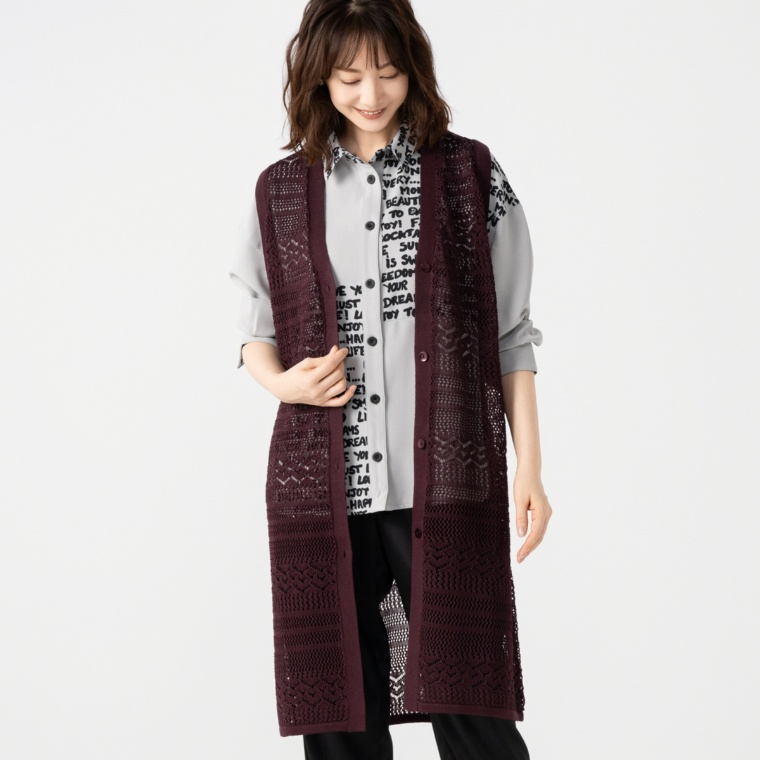 day to day 透かし編みのロングジレ