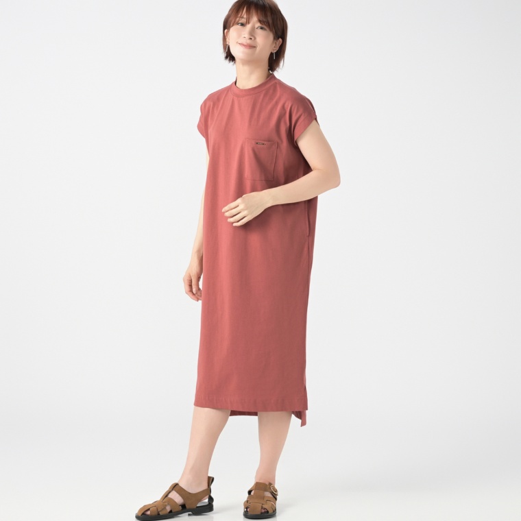 BOBSON SunSister コットン100%フレンチスリーブワンピース