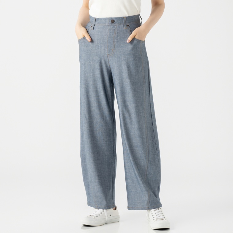 BOBSON SunSister ストレッチニットデニム調バルーンパンツ